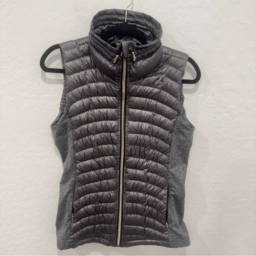 Calvin Klein Vest Womens Small Gray Down Puffer Jacket Ladies Soft Zip Up